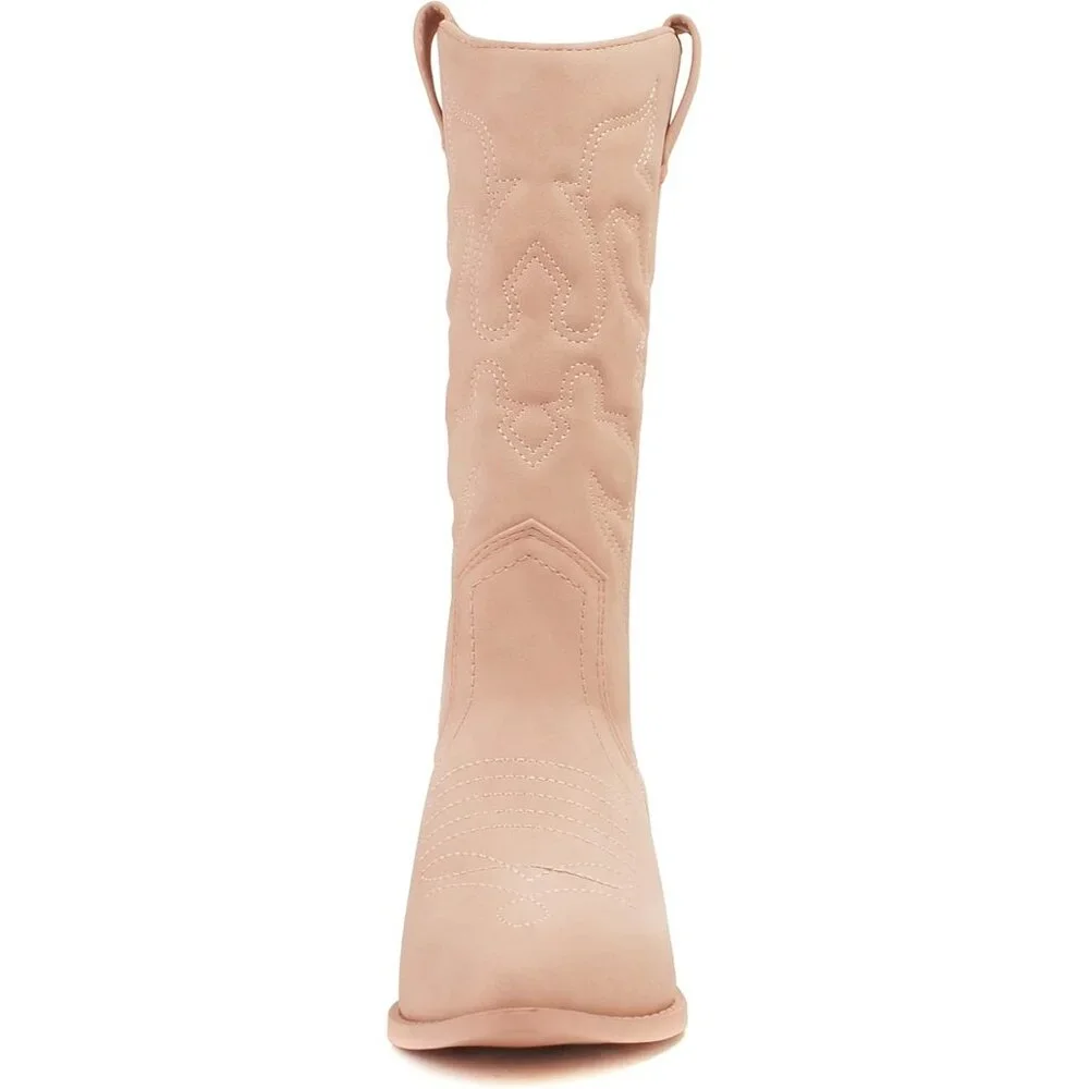 ✨ Women Pink Reno Western Cowboy Pointed Toe Knee High Pulls On Tabs Boots